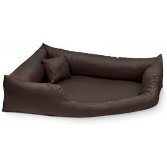 Ліжко для собак Juelle з штучної шкіри, кутовий дизайн, для середніх та великих собак, м'яке ліжко-софа Gabi M-XXL (100x100 см, темно-коричневий) L - 100x100x22 см, коричневий