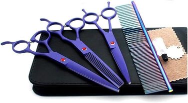Професійна ножиця для собак, вигнута ножиця, ножиці для догляду за шерстю собак, набір BeautyScissors, підходить для стрижки шерсті тварин (фіолетовий)