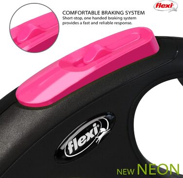 Повідок-рулетка Flexi New Neon рожевий M, 5 м, для собак