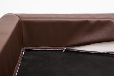 Ліжко для собак великого, середнього та малого розміру - корзина для собак, диван-ліжко з штучної шкіри, знімний та пральний чохол, Deluxe, розмір L, коричневий, 120 x 80 см