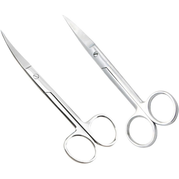 Набір з 2 професійних фризьорських ножиць для тварин Ipetboom з нержавіючої сталі. Круглий наконечник, для дому та салону, прямі та зігнуті кінці.