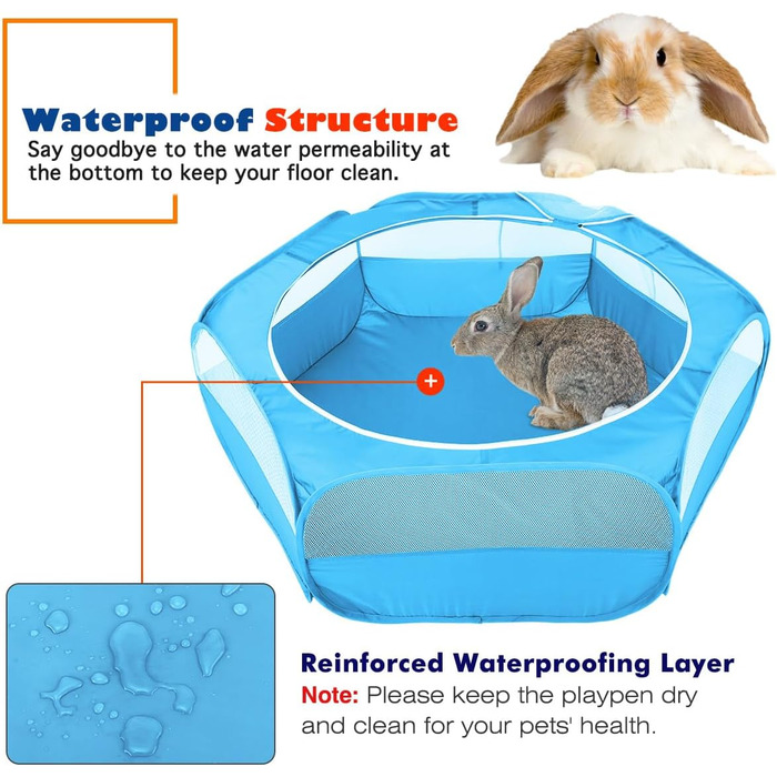 Клітка-манеж для дрібних тварин VavoPaw, 190T поліестер, дихаюча сітка, блискавка, вологостійка, для кошенят, цуценят, кроликів, хом'яків (Темно-синій)