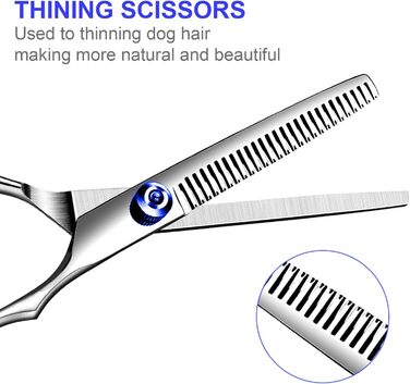 Професійний набір ножиць для грумінгу собак 6-в-1, титанове покриття, для догляду за шерстю собак, котів та інших домашніх тварин