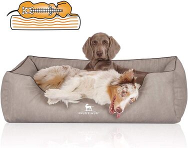 Ортопедичне собаче ліжко Knuffelwuff Tampa з лазерного тиснення з штучної шкіри XXL, 120 x 85 см (105 x 75 x 25 см), сірий колір