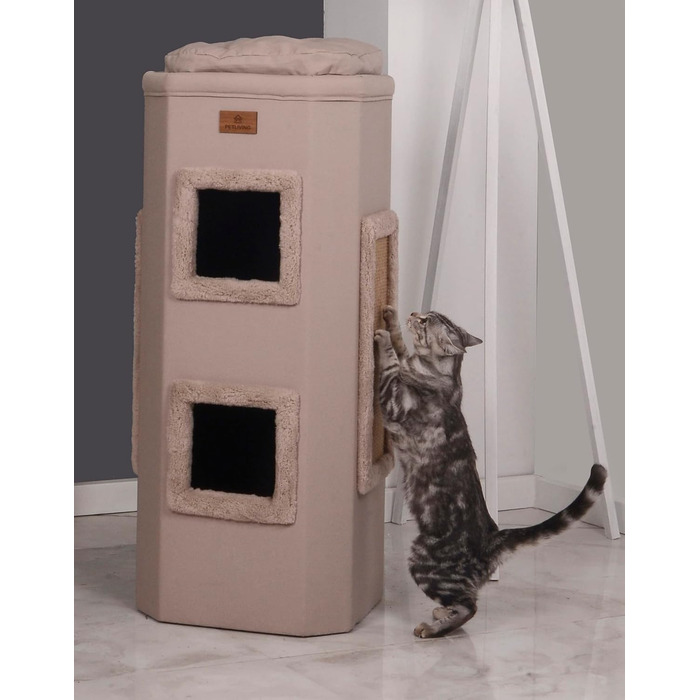 Когтеточка-бочка Petliving Theo 100 см, беж, ручна робота, еко, сертифікат OEKO-TEX