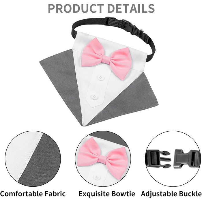 Елегантний собачий смокінг JOYPAWS: нашийник для собак, костюм для вечірки, на день народження, для фотосесій, сірий, для маленьких, середніх та великих собак