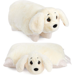 М'яка іграшка-подушка BRUBAKER для дітей - собака 2 в 1, 40 x 30 см. Зручна подушка-собака з кріпленням на липучці, іграшка-собака з тканини, білий колір.
