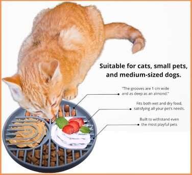 Миски для повільного годування собак та котів, силікон, 2 шт. (Лакс та Шкіряно-сірий), нековзні, для повільного харчування
