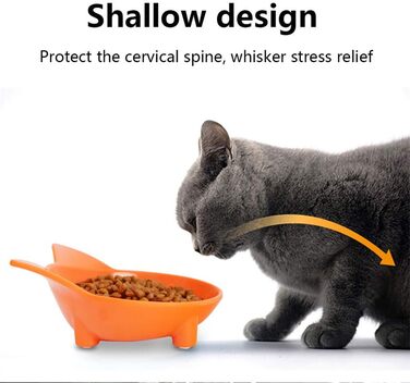 Набори мисок для котів SLSON 3 шт., 237 мл, плоскі миски для води та корму з неслизьким гумовим дном, чорно-білі та помаранчеві