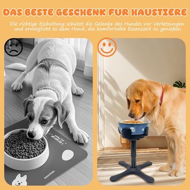 Підвищена годівниця для собак, регульована висота, 14 x 24 x 33.5 см, антиковзаюча, нахилена, з мискою