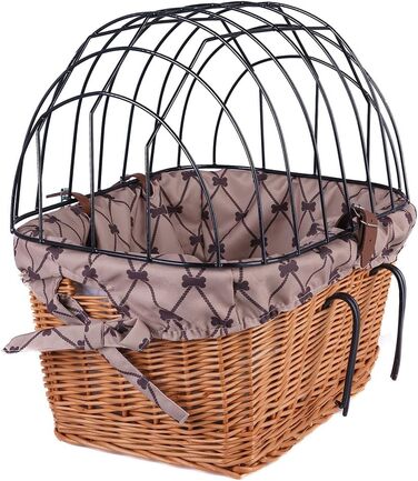 Ретро кошик для велосипеда з кришкою, плетіння з лози, переноска для тварин з підкладкою з тканини