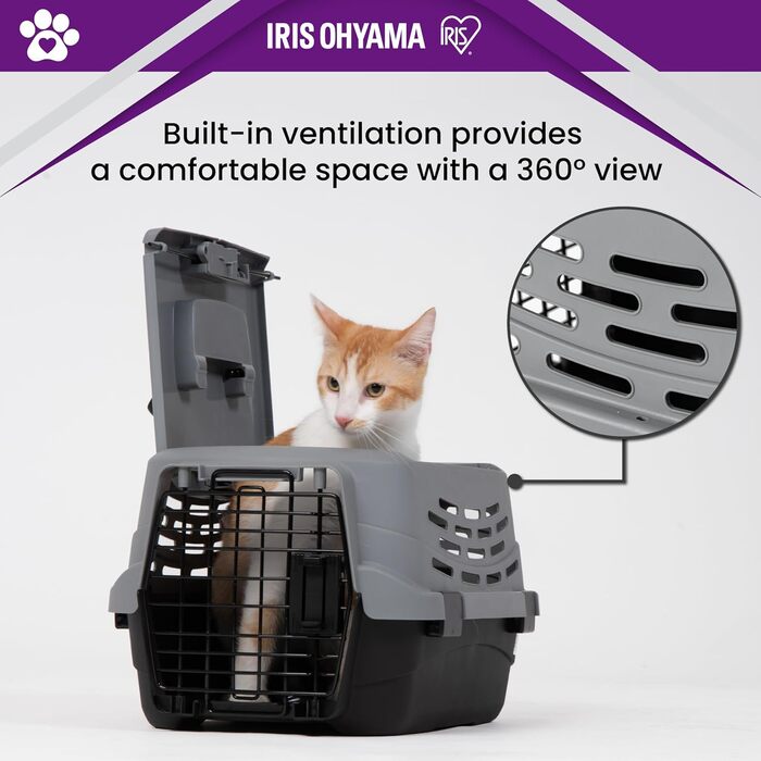 Транспортний бокс для кота Iris Ohyama 36.5л, сірий, 49x30.5x24.8 см, міцний, BPA-free
