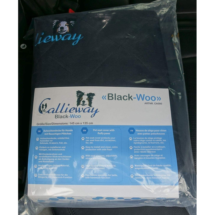 Плед для собак Callieway Autoschondecke Woo, чорний, м'який, для автомобіля