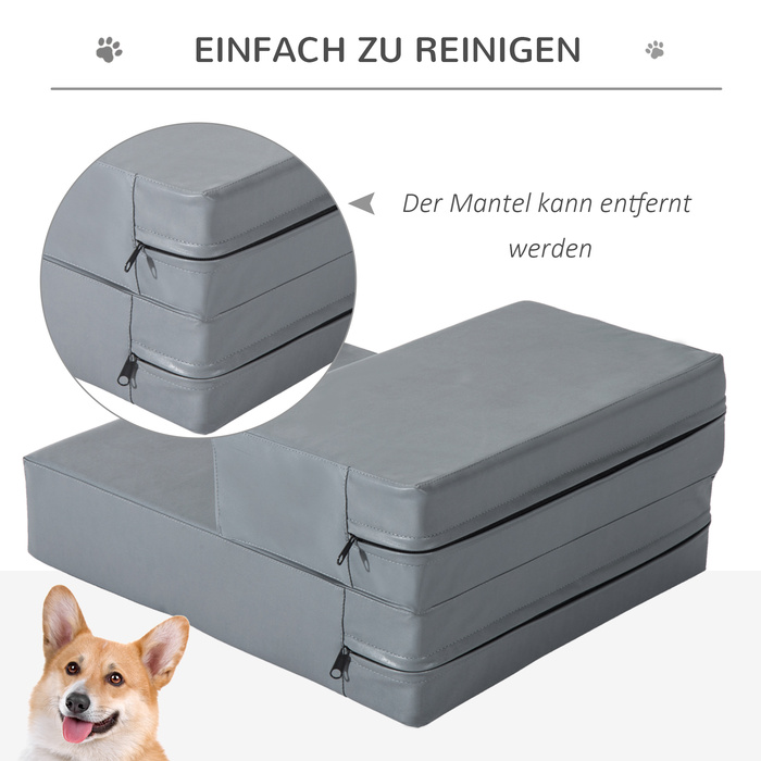 PawHut Pet Stairs Pet Pad 2 сходинки Складні сходи для собак Сходи для кішок і собак сірий L45 x W39 x H20 см | Аосом