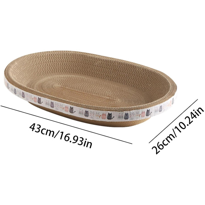 Котячі дряпки, овальні котячі дряпки-лежанки, гофрований лежак-дряпка для котів, котячі меблі для дряпання диванів та килимів, овальні котячі будиночки-дряпки (43*26 см)