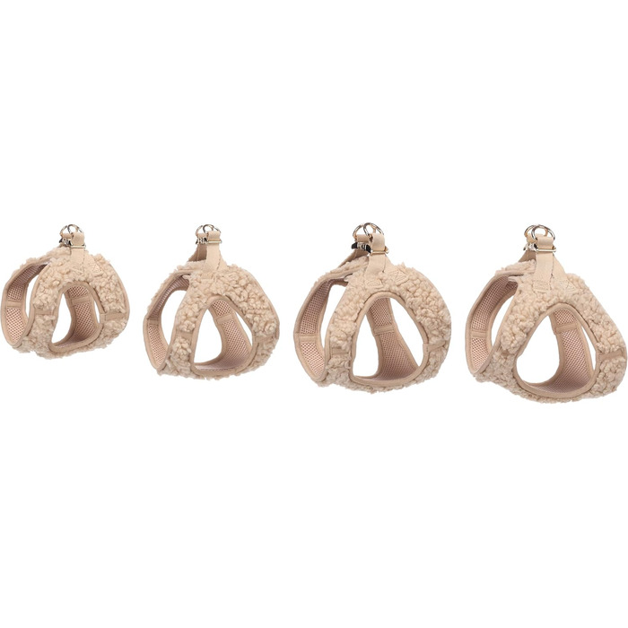 Нашийник для собак Flamingo Step&Go Pookie – Бежевий – Розмір S (A: 30–35см, B: 37–40см, 5мм) – М'який флісовий нашийник з липучкою, кліпсою та золотими деталями