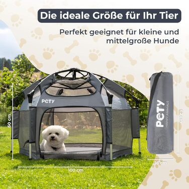 Клітка-переноска для собак Pety - 100x60 см, антрацит. Переноска для собак, вольєр для кемпінгу, вольєр для дому та відпочинку