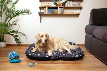 Водонепроникне лежанка для собак, лежанка-матрац з Codura, великі породи, чорний колір з білим візерунком, розмір XL (105 x 85 см)