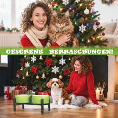 Керамічна годівниця для собак на підставці з нержавіючої сталі - подвійна годівниця для маленьких та середніх собак, антиковзаюча, для корму та води, 350г/660мл, 15см, блакитна