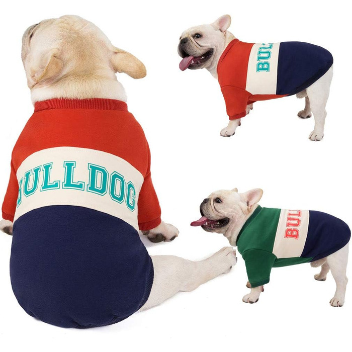 Світшот для Французького Бульдога: теплий костюм для маленьких собак та котів, Патчворк (XXL, Бордовий)