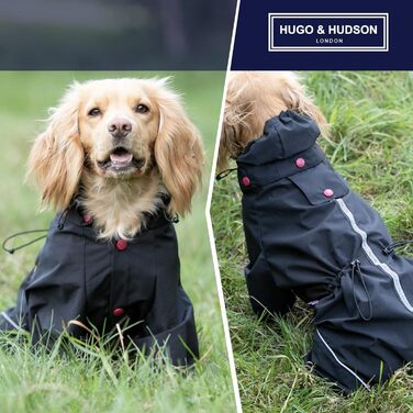 Відбиваюча куртка для собак Hugo & Hudson, капюшонний комбінезон, вітрозахисний зимовий одяг, помаранчевий (чорний, L55)