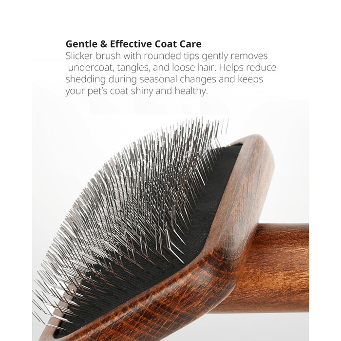 Щітка для собак та котів Holz: Slicker, знімач підшерстка, проти ковтунів, з нержавіючою сталлю, ергономічна ручка