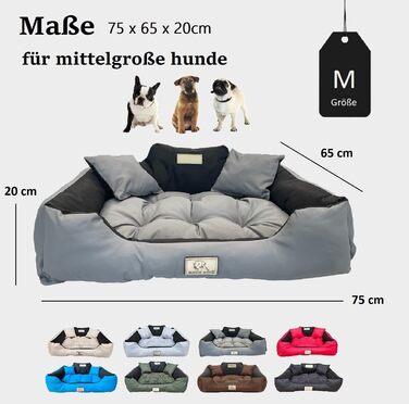 Крісло-ліжко для собак середніх порід KING DOG, 75 x 65 см, сіре, водонепроникне, з можливістю персоналізації (ім'я собаки)