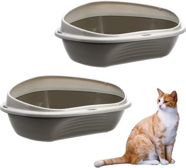 Кутовий лоток для котів 2X XXL з бортиками, без кришки, відкритий, сірий, для котів, 2 шт.