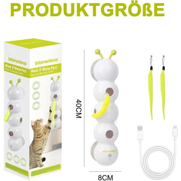 Інтерактивна іграшка для котів Lixstyea - електричний черв'як на присосці, іграшка для самостійних розваг, аксесуари для котів