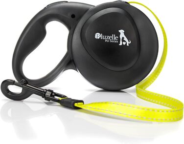 Рулетка для собак Bluzelle 8м, до 50кг, Neon-Yellow, з металевим карабіном 360°, зручний гумовий хват, стопорна система