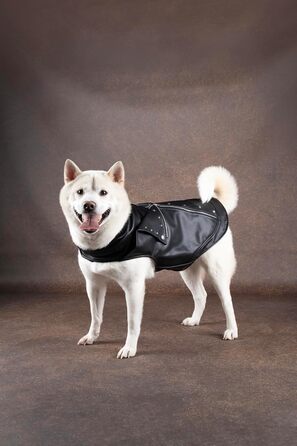 Зимовий теплий нашийник для собак Sergio Schwarz, чорний, A:45см, штучна шкіра, з флісовою підкладкою