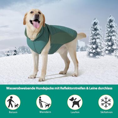 Водонепроникний собачий дощовик/куртка Poiinvc з отвором для шлейки, світловідбиваючий, теплий, для собак S-XXXL, зелений