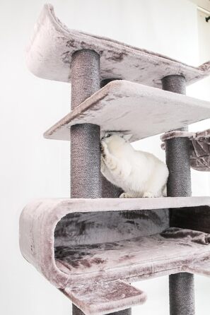 Когтеточка для великих котів Petrebels Maine Coon XXL Route 180 см, натуральний сизаль, стовпи 12/15 см, капучино