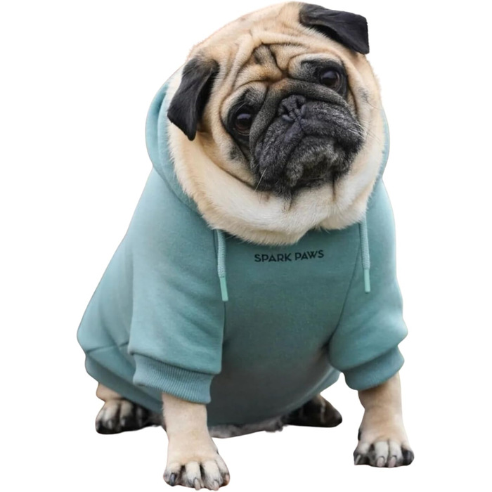 Світшот для собак Spark Paws з капюшоном, преміум-якість, м'який велюр, комфортний крій, заспокійливе флісове підкладка, підходить для всіх порід, багатокольоровий, розмір L (м'ятний, L: 7-11 кг)