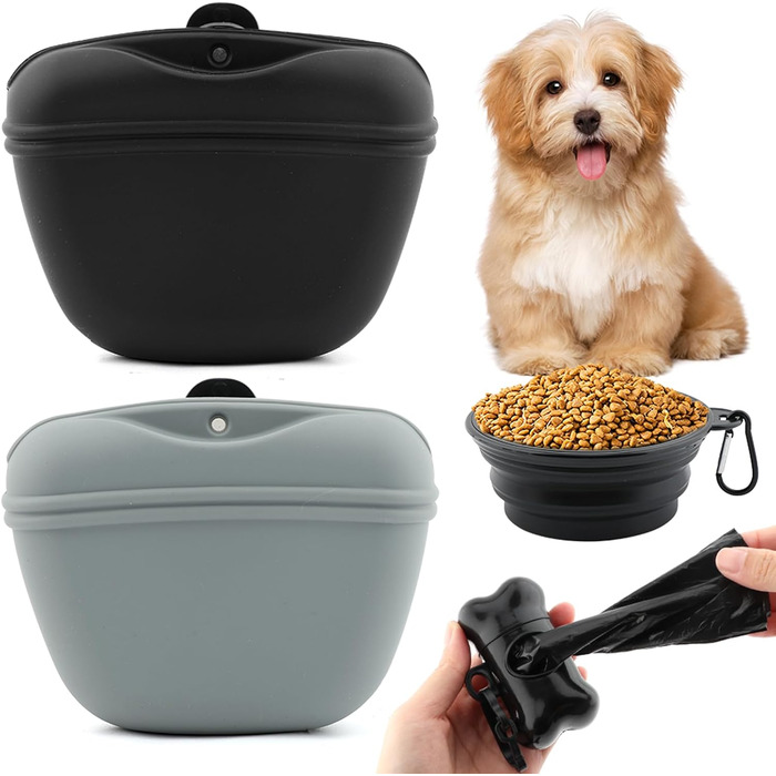 Силіконові пакетики для ласощів для собак (2 шт.), для тренувань, на талії, водонепроникні, ідеальні для прогулянок