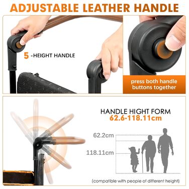 Візок для собак Snagle Paw з заднім люком та рампою, великий, складний, для великих та середніх собак, з регульованою ручкою та стоянковим гальмом, 4 колеса для прогулянок, джоггінгу, подорожей, до 90 кг, чорний/помаранчевий