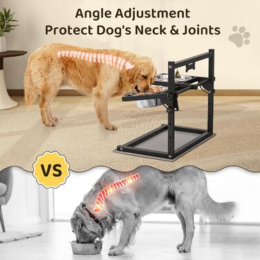 Підвищена годівниця для собак з регулюванням висоти та кута, 2 миски, антиковзаюча підстилка