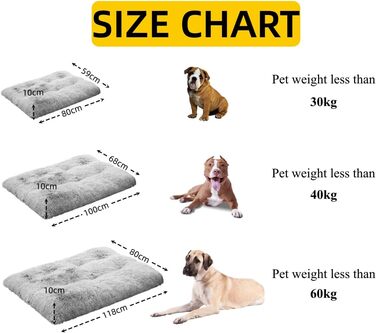 М'яке собаче ліжко для великих та середніх собак, плюшеве крісло-подушка для собак, товсті собачі матраци з неслизьким дном, пухнасте ліжко для домашніх тварин, можна прати та заспокоює (сірий, 80x118 см)
