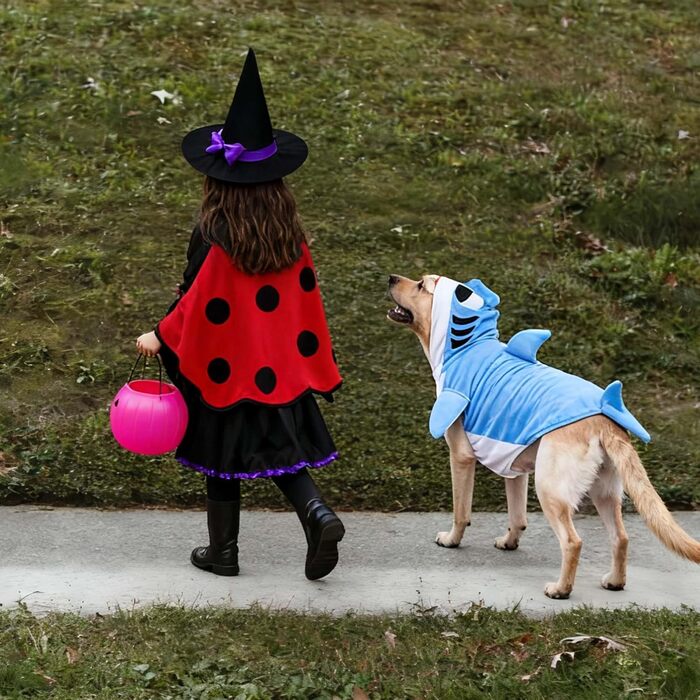 Костюм для собак FLAdorepet на Halloween: теплий флісовий костюм корови для великих собак, розмір 6XL (Обхват грудей 89 см, вага 23-36 кг), блакитний