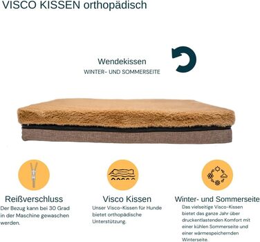 Ортопедичне ліжко для собак Rio, миється, кошик для собак з антиковзким покриттям та подушкою з memory foam для зими та літа, ідеально для великих собак до 35 кг (L 100x70x17 см), коричневе