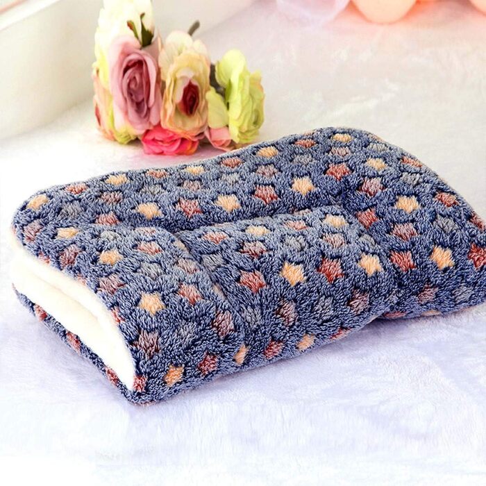 М'яка тепла флісова ковдра для собак та котів, велика, блакитна