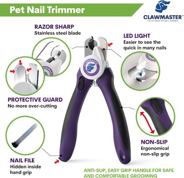 LED-насадка для стрижки кігтів домашнім тваринам, триммер для собак і котів з LED-підсвічуванням, 3.5 мм сталева леза, захист та вбудоване світло для безпечної стрижки