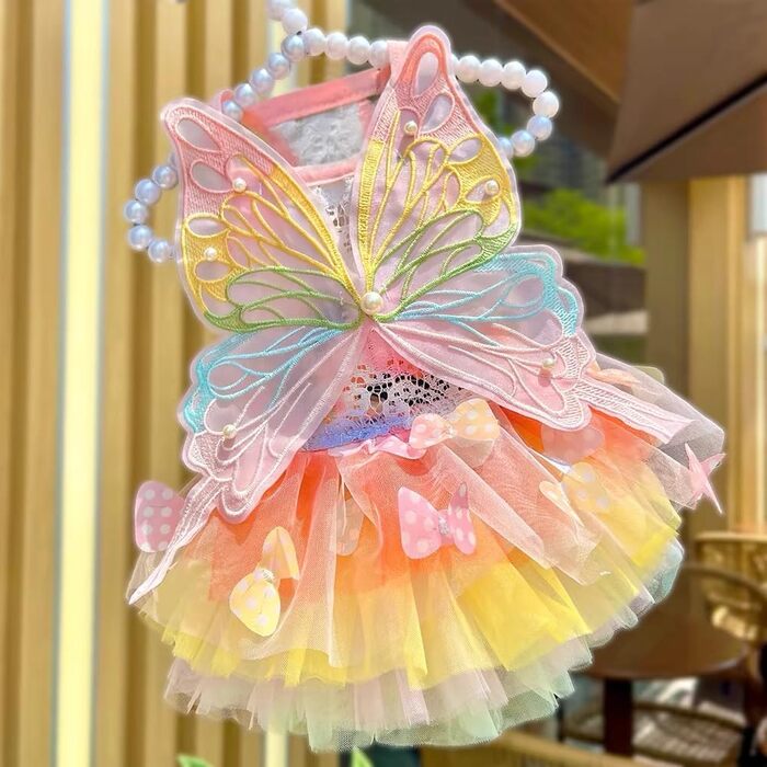 Сукня принцеси для собак, сукня-метелик, весільне вбрання з багатошаровою спідницею-тьюль для котів, цуценят, маленьких собак, розмір XL XL рожевий