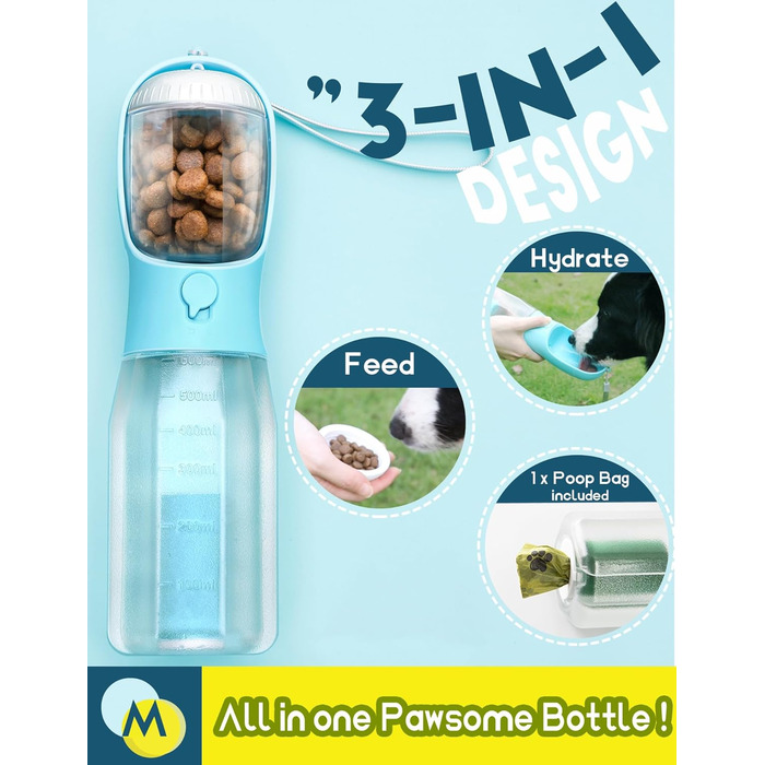 Водяна пляшка для собак MoonyMars - блакитна
