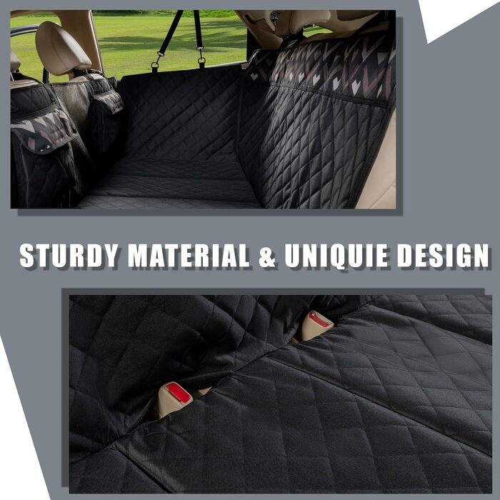 Захист для заднього сидіння авто для собак з жорстким дном, водонепроникний, для стандартних авто та SUV (Чорний)