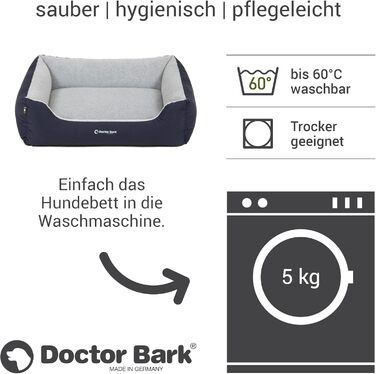 Ліжко для собак Doctor Bark Kleine Hunde - Корзина для собак М'яка та пухнаста - Миється, зносостійка, затишна - Виготовлено в Німеччині - GreenLabel (M - 86x65 см, Королівський синій)