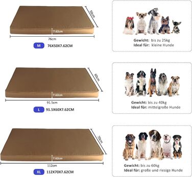 Ортопедичне собаче ліжко з еко-фоамілу (Eory Foa) – 2-шарова конструкція, знімний чохол, коричневий колір, розмір XL