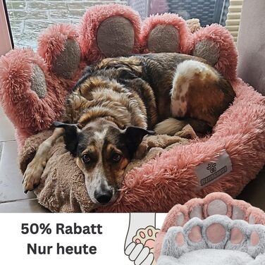 Кругле ліжко для собак Pfoten&nasen® Bärenpfote – м'яке ліжко-корзинка для собак (85см, Рожевий) | Легко миється, підходить для собак маленьких, середніх та великих порід. Рожевий, L - 85см