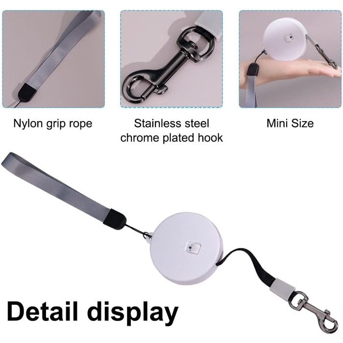 Рулетка для собак MiOYOOW, 3 м, автоматична, з відбиваючим тросом, для маленьких собак і котів, біла