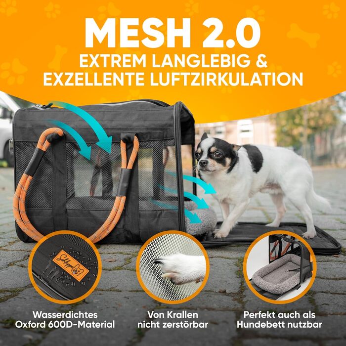 Транспортна сумка для собак Schleppo, 7 кг, дихаюча - для автомобіля та дому - водовідштовхувальна та безпечна - також підходить для транспортування котів - переноска для собак